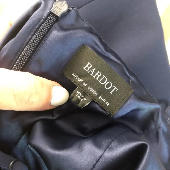 Bardot Carmelle blue ruffle slit Cocktail Dress - Picture 12 of 15